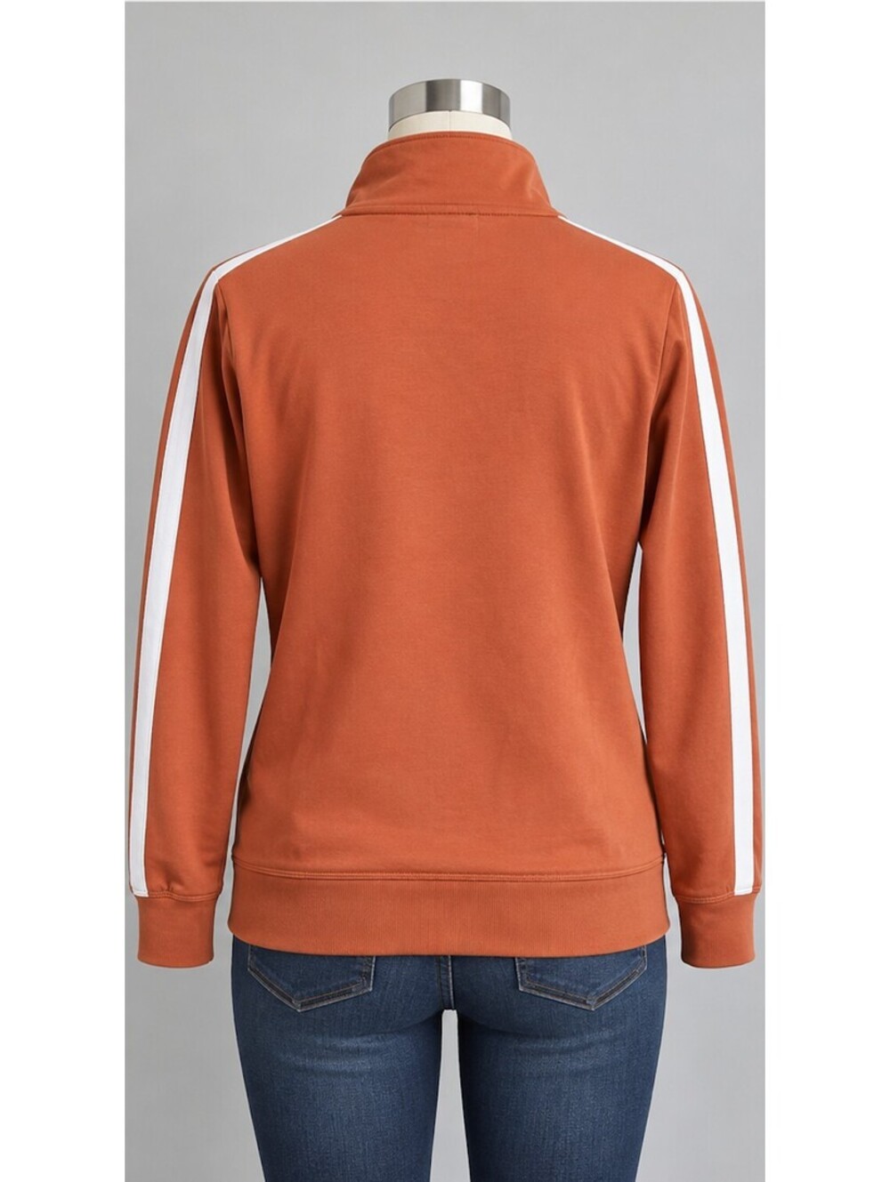 Reebok Track Jacket Size Large Rust Orange Full Zip Striped - Picture 2 of 8